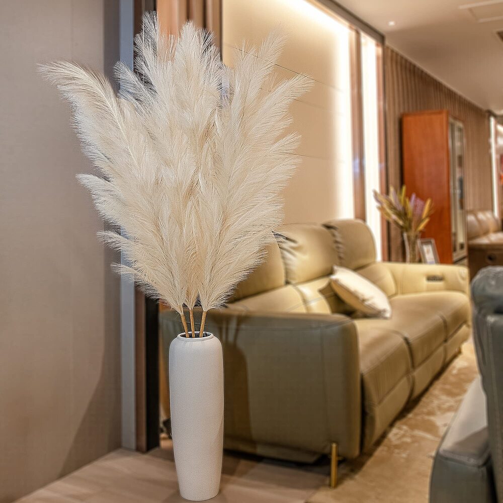 9918 3Pcs 71" Large Pampas Grass Decor, Tall Faux Fluffy Artificial Dried